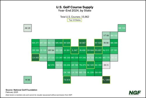U.S. Map of Golf Courses by State