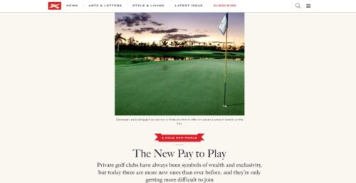 Air Mail – New Private Golf Clubs Are Impossible to Get Into